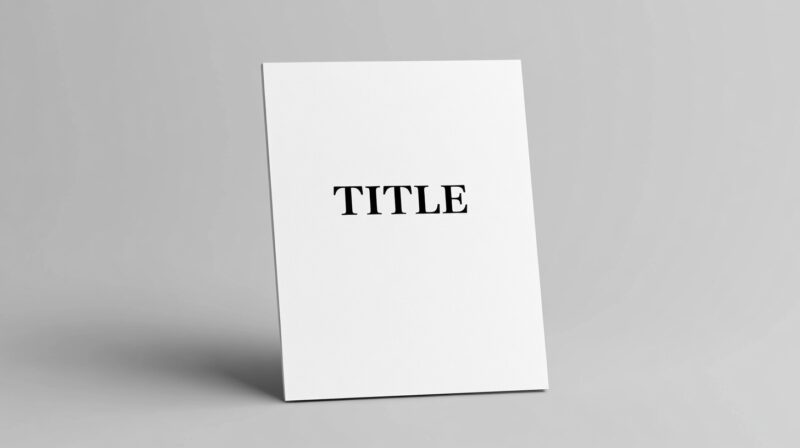 A minimalistic white card displaying the word "TITLE" in bold black letters on a neutral gray background